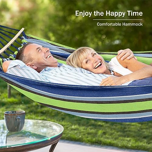 MOSFiATA Hammocks Portable Camping Hammock Upgraded 550lb Comfortable Fabric Hammock with Two Anti Roll Balance Beam and Sturdy Tree Straps for Camping, Patio, Backyard, Outdoor （Light Green）