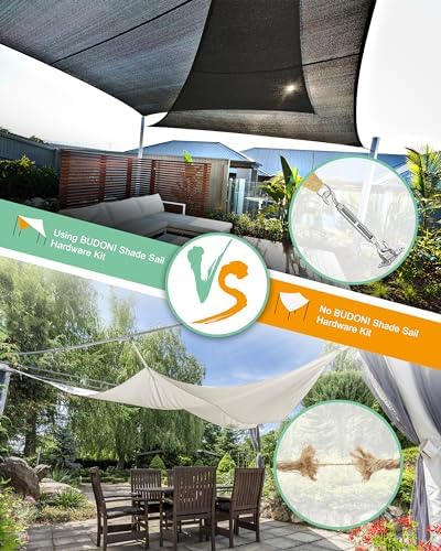 Sun Shade Sail Hardware Kit: 6 Inch Stainless Steel Sun Sail Hardware Kit for Triangle & Rectangle Shade Sail Canopy Installation, 44 Pcs Sunshade Hardware for Sun Shades Outdoor Patio Garden Backyard