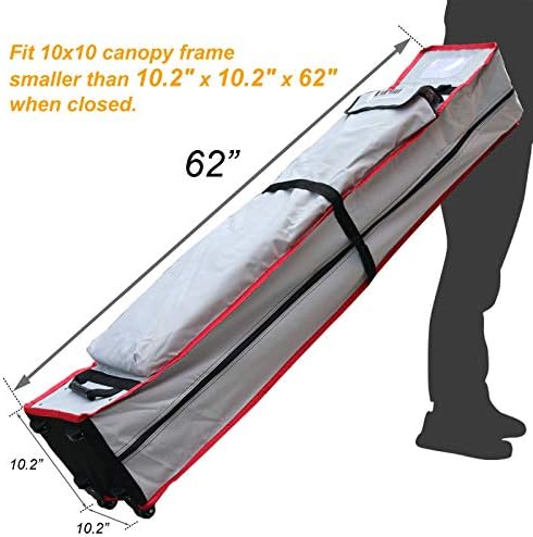Eurmax USA Heavy Duty Wheeled Bag Pop up Canopy Tent Universal Rolling Storage Bag with Handles for 10x10 Canopy Instant Tent(Light Grey)