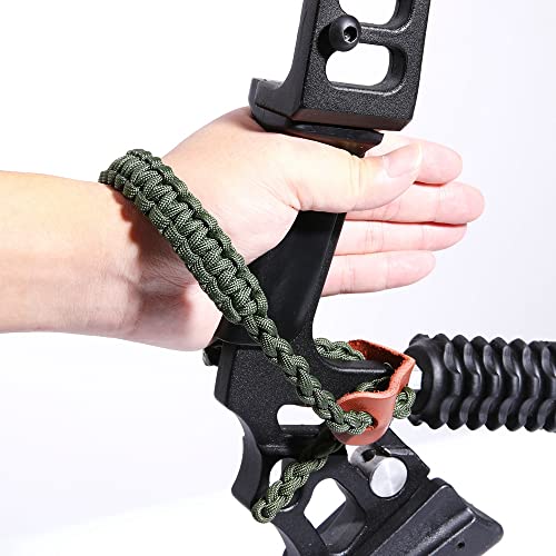 Elm Ray Archery Bow Wrist Sling 550 Paracord,Durable 100% Full Grain Leather with Strong Metal Grommet,Comfortable and Light,Fit Compound Bow Stabilizer & Recurve (Army Green)