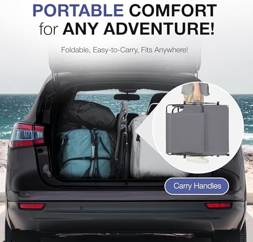 Folding Outdoor Lounge Chair with Canopy - Portable & Adjustable Beach Lounge Chair - 5-Positions, Carry Handles, 600D Fabric, 265 lbs Capacity – Tanning Chaise Lounge for Beach, Patio, Lawn