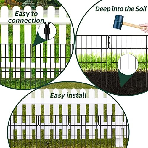 Animal Barrier Fence, 25 Panels No Dig Fence, 27ft(L) x 17in(H) Garden Fences, Under Fences Barrier for Dog Fencing, Rabbit Fencing, Rustproof Metal Fenc Border for Outdoor, Yard, Patio