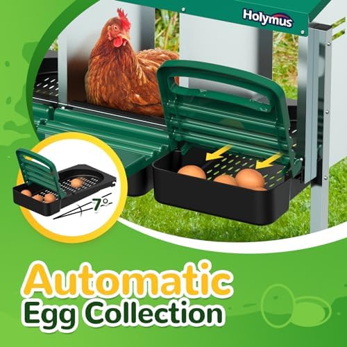 Chicken Nesting Box with Metal Legs, 3 Holes, Roll Away, Green, 31.9" x 19.9" x 30"