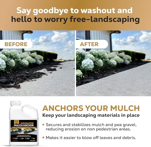 Dominator Mulch Anchor 1 Gallon - Mulch Glue & Gravel Binder, Rock Glue for Landscaping, Pea Gravel & Bark, Strong Stabilizer & Adhesive Spray, Lockdown Sticky Rock Glue & Stone Glue