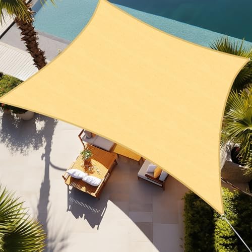 Shade&Beyond Rectangle Sun Shade Sail 12'X16' Permeable Canopy Sand for Patio Garden Yard Deck Pergola (We Make Custom Size)