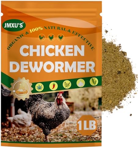 Jmxu's Chicken Dewormer Powder, All Natural Formula Poultry Dewormer, Safeguard Dewormer Powder for Laying Hens, Chicks, Roosters, Turkeys to Relieve and Prevent Worms, 1 LB