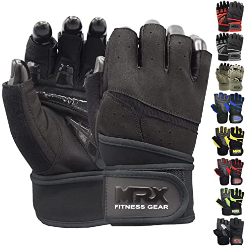 MRX Weightlifting Gloves for Men Workout Gloves Mens Wrist Support Lifting Gloves Male Gym Gloves | Workout Gym Accessories for Men Weight Lifting Fingerless Gym Exercise for Powerlifting