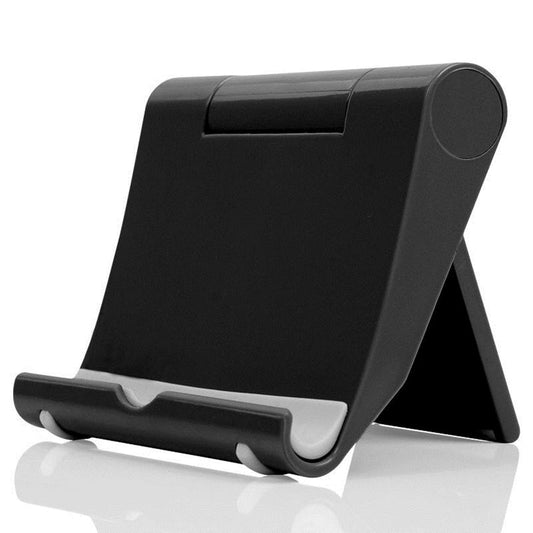 JUSDIQIR Cell Phone Stand for Desk Foldable Cell Phone Holder Desk Tablet Holder Mobile Phone Dock, Multi-Angle Universal Adjustable Tablet Dock (Black)