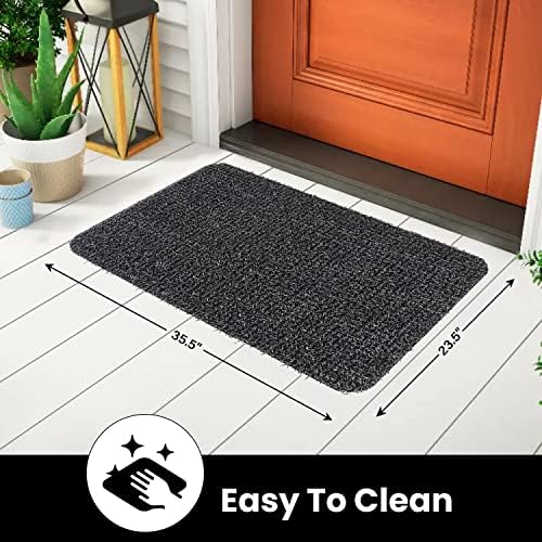 CLEAN MACHINE 10376911 Astroturf Dirt Trapper Doormat, 23.5" x 35.5", Flair Flint Gray