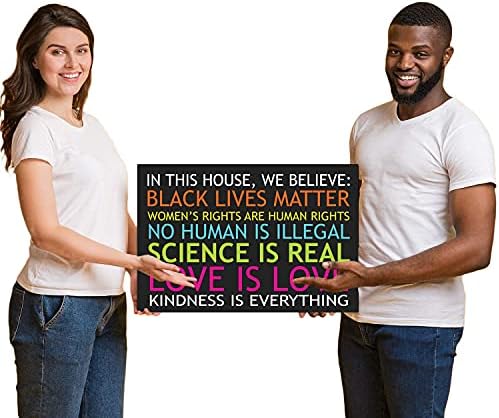 Black Lives Matter Yard Sign, In This House We Believe Yard Sign, Love is Love - 12" x 18" Double Sided, Corrugated Plastic with 15" H Metal Stake - Multi-Colored, 1-Pack