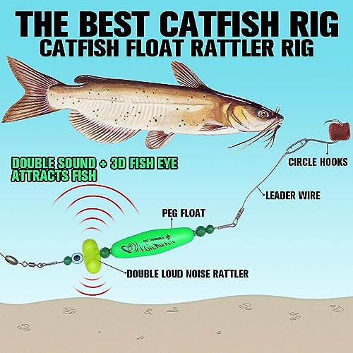 Catfish-Rig-for-Bank-Fishing-Catfishing-Tackle-Floats-with-Rattler-Santee Cooper Rig Equipment(Black-2.5 inch)