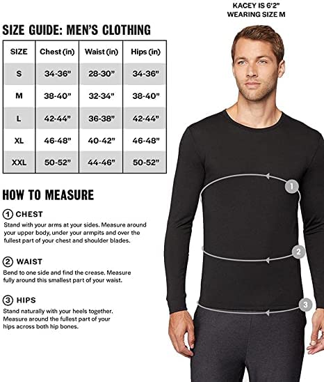 32 Degrees Men's Lightweight Baselayer V-Neck Top | Long Sleeve | Form Fitting | 4-Way Stretch | Thermal, Black, Small