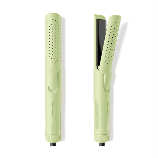 Wavytalk Airflow Styler Curling Iron, Cool Curl, 360° Cool Air Lock in Style for Lasting Curls, Reduces Damage, 2 in 1 Hair Straightener and Curler, 1 Inch, Anti-Scald for Short Long Hair, Green