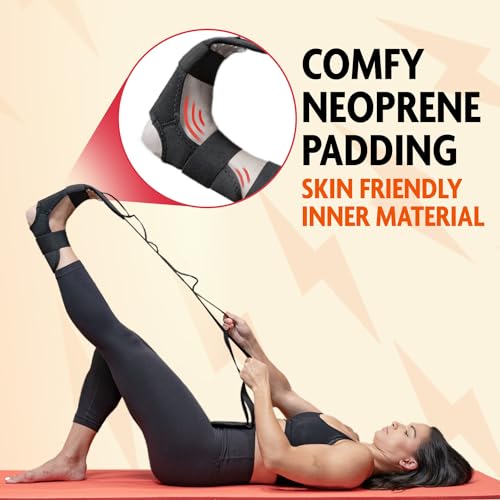 DMoose Fitness Foot & Calf Stretcher - Hamstring Stretcher for Plantar fasciitis, Achilles Tendonitis, & Heel Spurs - Yoga Stretching Strap for Lower Back Pain - Flex Strap for Physical Therapy