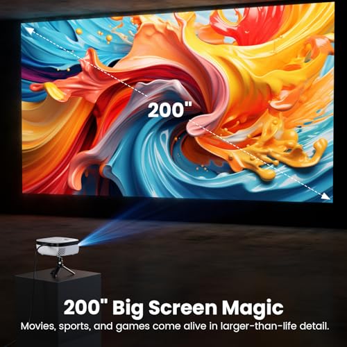 Mini Projector, NICPOW Portable Outdoor Movie Projector with Tripod, 1080P and 200" Supported Small Projector Compatible with TV Stick, Phone, PS5, HDMI, USB for Home, Bedroom, Gaming, Outdoor Use