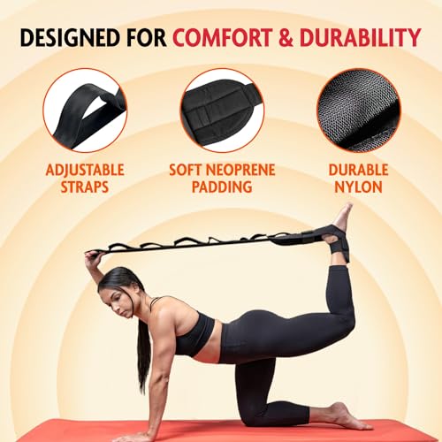 DMoose Fitness Foot & Calf Stretcher - Hamstring Stretcher for Plantar fasciitis, Achilles Tendonitis, & Heel Spurs - Yoga Stretching Strap for Lower Back Pain - Flex Strap for Physical Therapy