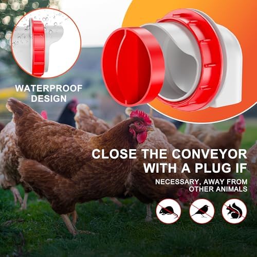 Chicken Feeders and Waterers, 6 Ports Chicken Feeder No Waste and 6 Packs Chicken Water Nipples