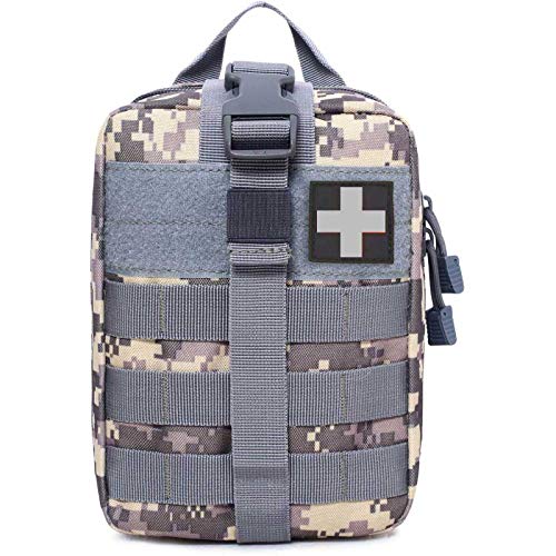 Molle First Aid Pouch Empty, Rip Away Medical Pouch, Molle Ifak Pouch, ACU Tactical EMT Pouches Bag Only for Hiking Camping