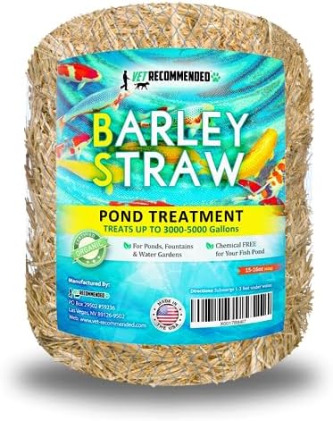 Barley Straw for Fish Ponds and Fountain (16 Oz). Treats up to 3000 to 5000 Gallons, 100% Safe & Natural Pond Cleaner. Keeps Your Water Garden Clean & Fresh. Made in USA