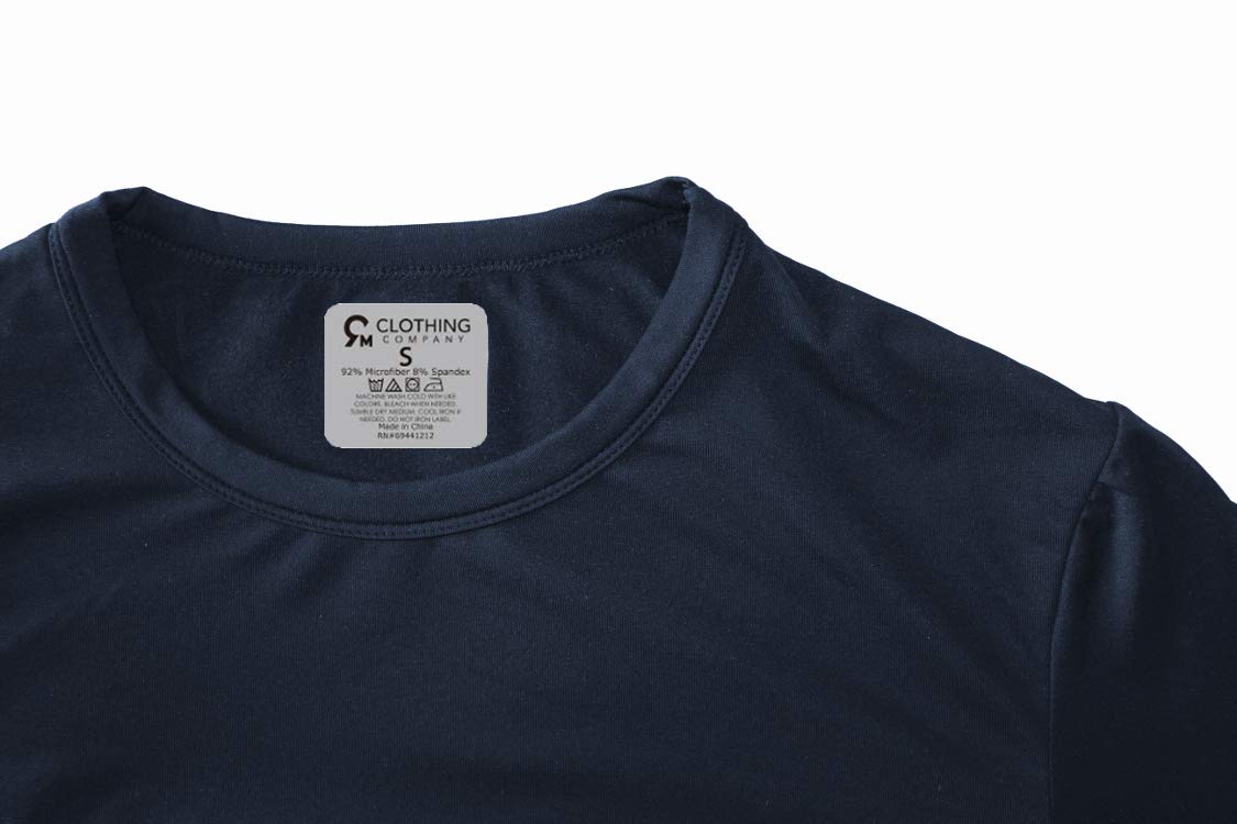 9M Mens Ultra Soft Thermal Shirt - Compression Baselayer Crew Neck Top - Fleece Lined Long Sleeve Underwear, Navy Blue, Large