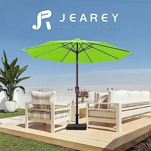 JEAREY 9FT Outdoor Patio Umbrella Outdoor Table Umbrella with Push Button Tilt and Crank, Market Umbrella 8 Sturdy Ribs UV Protection Waterproof for Garden, Deck, Backyard, Pool (Apple Green)