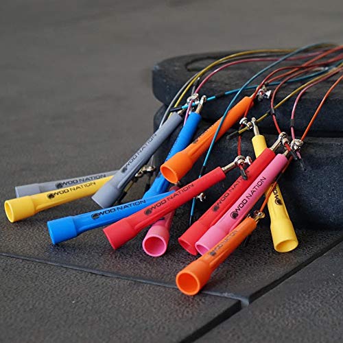 WOD Nation Adjustable Speed Jump Rope For Men, Women & Children - Blazing Fast Fitness Skipping Rope Perfect for Boxing, MMA, Endurance - Orange