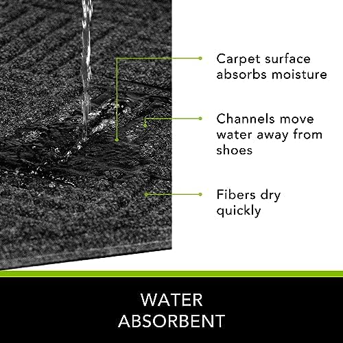 Apache Mills Crosshatch Doormat, 3-Feet X 5-Feet, Charcoal