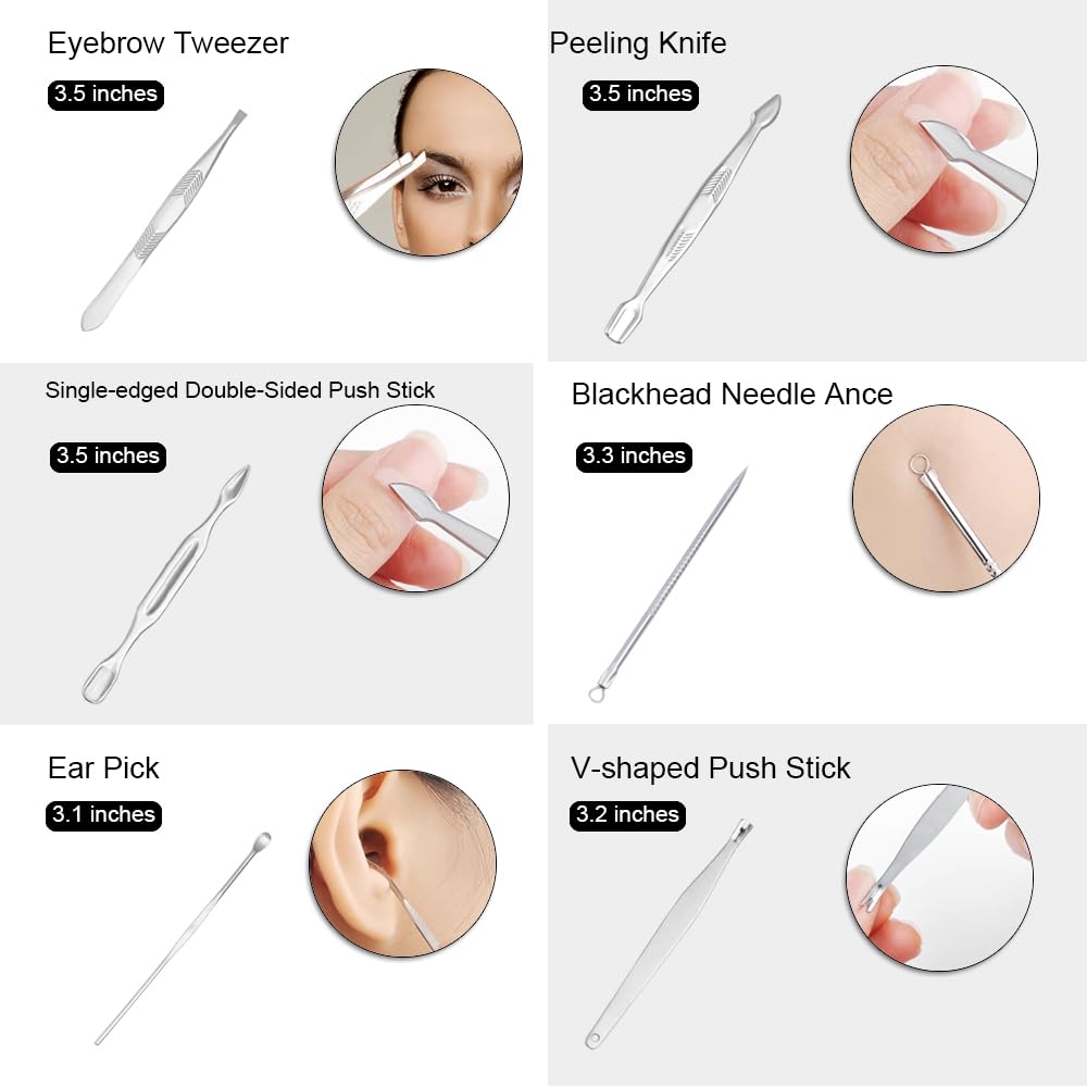 ZIZZON Nail Clippers Kit Manicure Pedicure Set with Holographic Case(Pink)