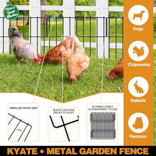 32 Panels Animal Barrier Fence, 32ft(L) X 13inch(H) No Dig Rabbit Fences, Dog Digging Defense Ground Bottom Blockers, Rustproof Metal Border for Garden Outdoor Patio Landscaping
