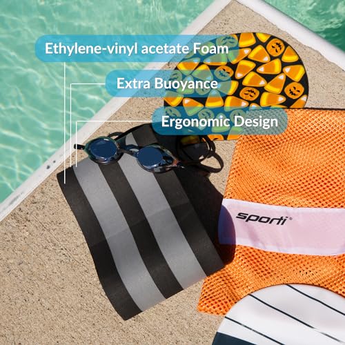 Sporti Pull Buoy for Women & Men Competitive, Swim Trainer Gears, Swim Buoy for Lap Swimming, EVA 5-Layer Pull Buoy Leg Float - Black/Blue