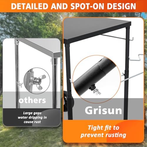 Grill Side Table for Weber Kettle 22/26, Weber Smokey Mountain 22 Grill, Grill Work Table for Weber Master Touch, Premium, Kettle Grill Accessories, Adjustable Height Charcoal Kettle Grill Table