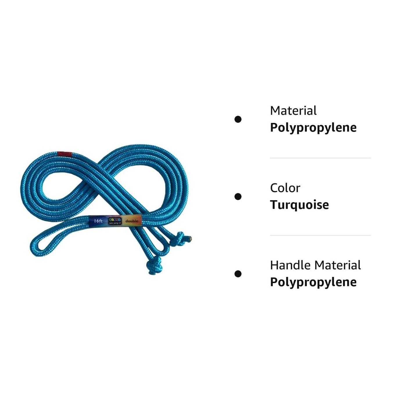 Just Jump It 16' Foot Single Jump Rope for Kids Women and Men - Active Outdoor Youth Fitness Excersing Equipment - Double Dutch Length Gym Accessories - Turquiose