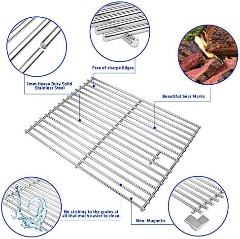Uniflasy 17 Inches Cooking Grates for Home Depot Nexgrill 720-0830H 720-0830D, 720-0783E, 720-0783C Gas Grill Replacement Parts, Stainless Steel Uniflame Gas Grills Cooking Grids 2 Pack