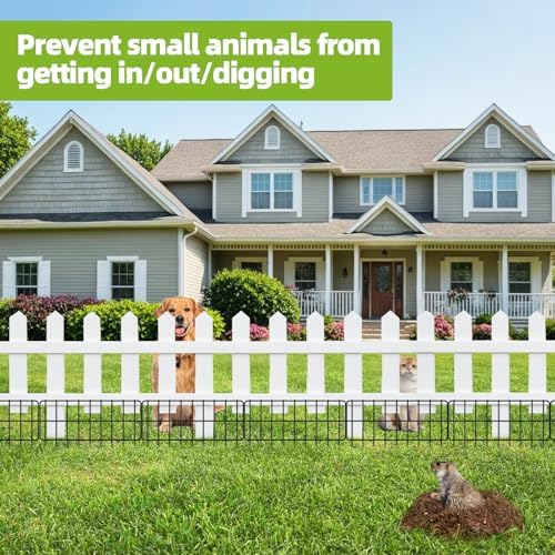 14 Panels No Dig Fence, Animal Barrier Fencing, 13in(H) x 14ft(L) Fencing Barrier for Bottom, Rabbit Fence for Garden, Dog Fencs Barrier, Rustproof Metal Fencs Border for Outdoor