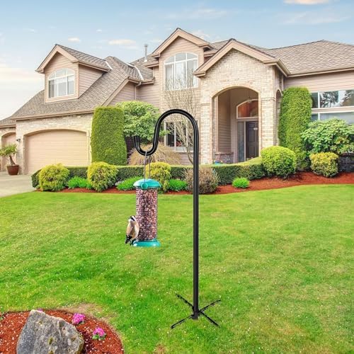 Shepherd Hooks for Outdoor, ToyHotels 1 Pack 78 Inch Bird Feeder Pole with 5 Prongs Base for Hanging Lantern, Hummingbird Feeder, Lightweight Plant, Shepherds Hook for Bird Feeders for Outside