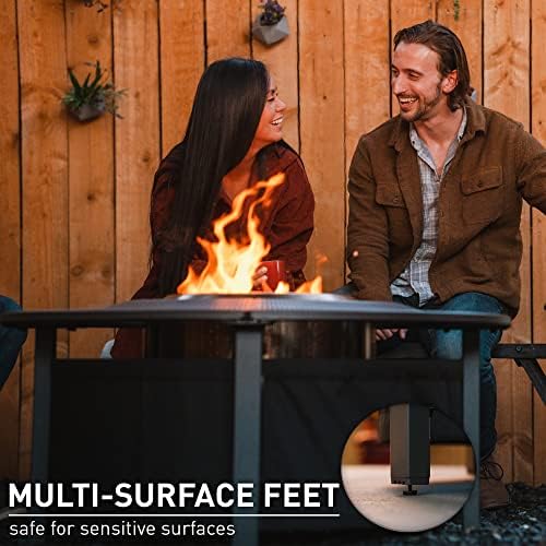 Solo Stove 52.6 Inch Fire Pit Surround Tabletop - Portable Protective Barrier for Wood Burning Fire Pits for Safety & Extra Space - Powder-Coated Steel and UV-Resistant Outdoor Fabric, Black