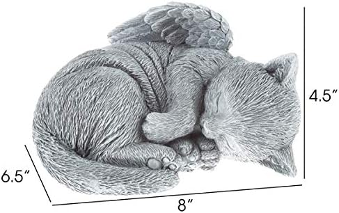 Pure Garden Cat Memorial Stone - Peaceful Sleeping Kitten Angel Statue for Garden, Remembrance, Grave Marker, and Loss - Pet Sympathy Gift (Gray)