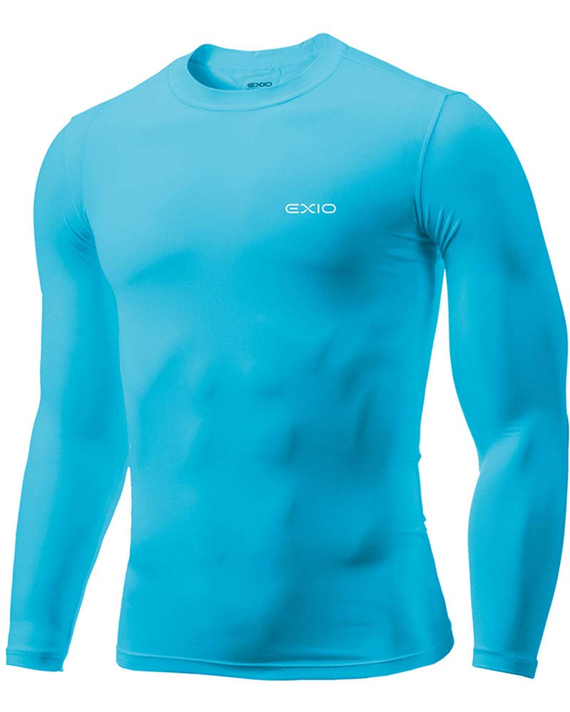 EXIO Japan Men's Compression Shirt Cool&Dry Baselayer/Underlayer Long Sleeve Top EX-R01 (X-Large, EXR01-SB)