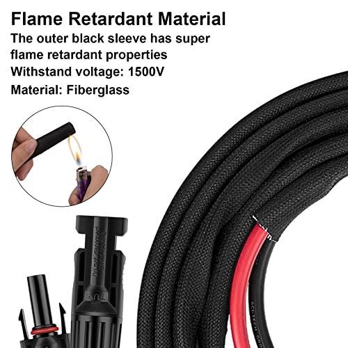 10FT 10AWG Solar Panel Extension Cable with Female and Male Connectors, Solar Cable for Solar Panels, Charge Controllers and Solar Generator (10AWG, 10FT)