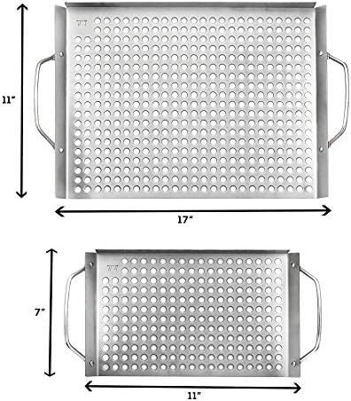 Outset 76630 Stainless Steel Grill Topper Grid, Set of 2, 11"x7" and 11"x17"