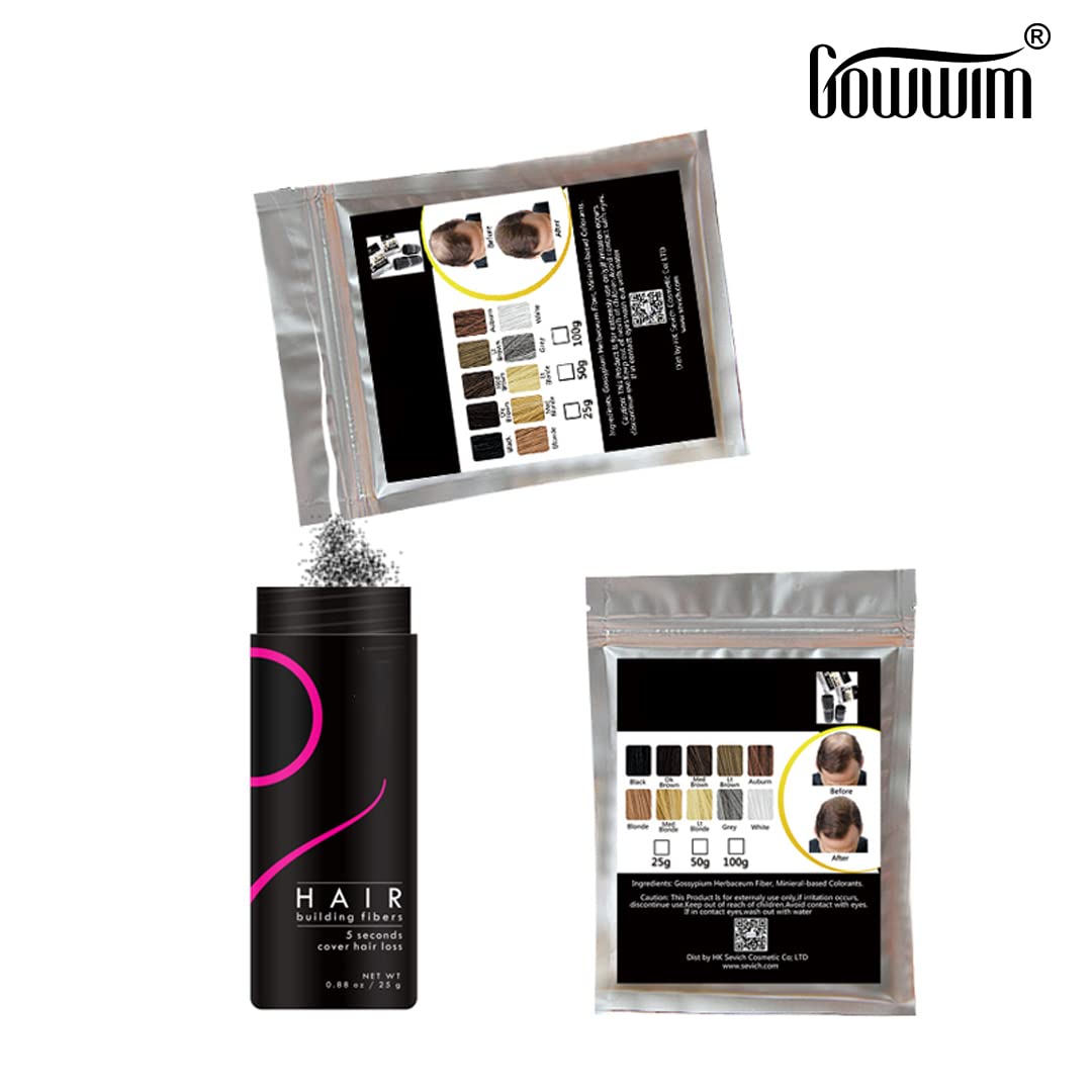 Hair Fibers Hair Building Fibers 100% Undetectable Hair Fuller Thicker,Instantly Cover Sparse Hair 25g/0.88oz (black)