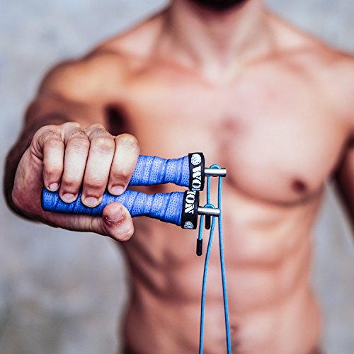 WOD Nation Attack Speed Jump Rope : Adjustable Jumping Ropes : Unique Two Cable Skipping Workout System : One Thick and One Light 11 Foot Cable : Perfect for Double Unders forHiit : Fits Men and Women