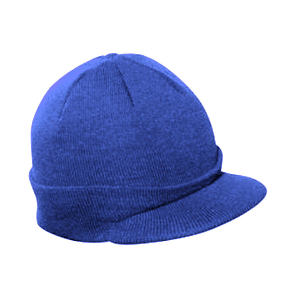 Plain Sports Visor Billed Knit Radar Cuff Beanie (Royal)