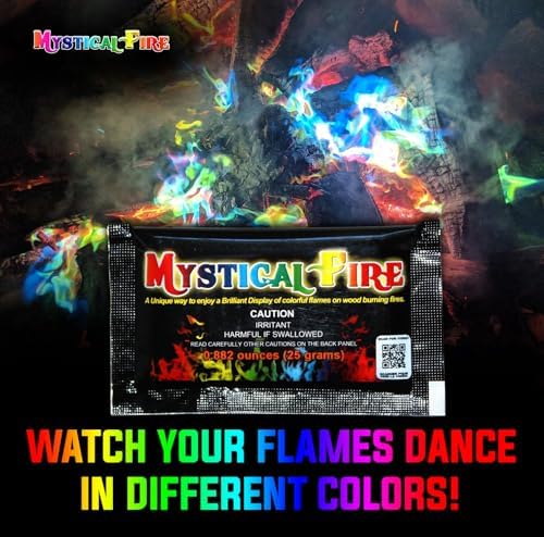 Mystical Fire Color Changing Packets Fire Pits Campfire Enchanted Multi-Color Magical Fun for Indoor Fireplace or Outdoor Use 0.882 Ounces 50pk