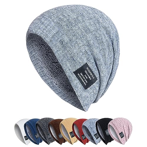 HiRui Winter Beanie Hats for Men Women Knit Fleece Lined Skull Caps Warm Slouchy (Gray)