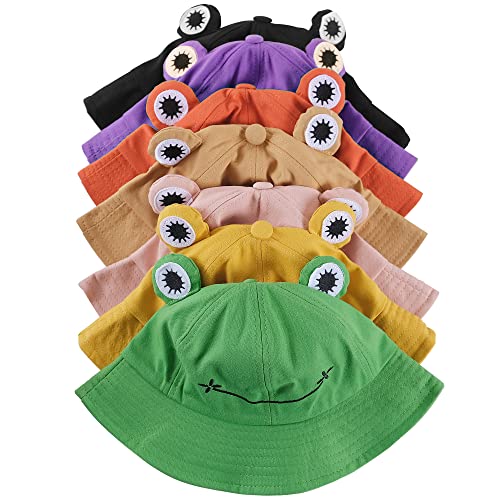 SAOROPEB Frog Hat for Adult Teens, Cute Frog Bucket Hat, Cotton Bucket Hat Funny Hat Fisherman Hat for Men Women Black