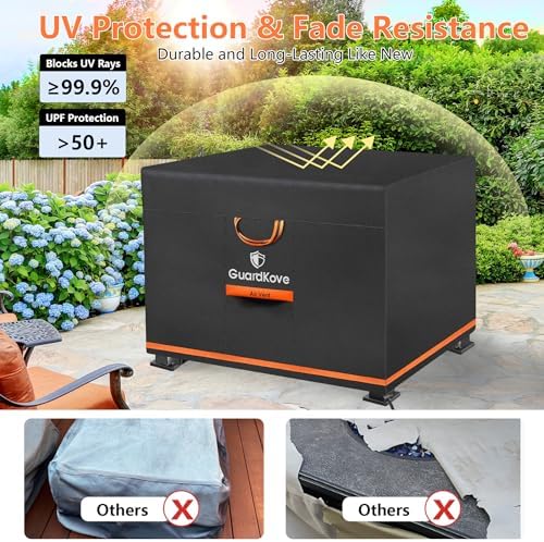 Fire Pit Cover Square 32 Inch [2025 Upgraded 1000D Heavy Duty Fabric] for 29”- 32” Fire Pit/Table, Waterproof Tear & Fade Resistant Firepit Cover with Buckle, Drawstring (32”L x 32”W x 24”H, Black)