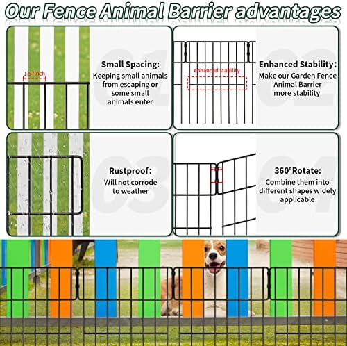Animal Barrier Fence, 25 Panels No Dig Fence, 27ft(L) x 17in(H) Garden Fences, Under Fences Barrier for Dog Fencing, Rabbit Fencing, Rustproof Metal Fenc Border for Outdoor, Yard, Patio