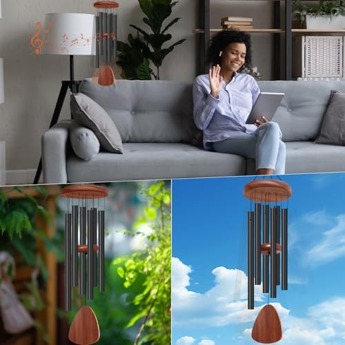 2 Pack Wind Chimes for Outside, Memorial Wind Chimes with 6 Aluminum Tubes, Sympathy Wind Chime Outdoor Gift Decoration for Garden Patio Yard