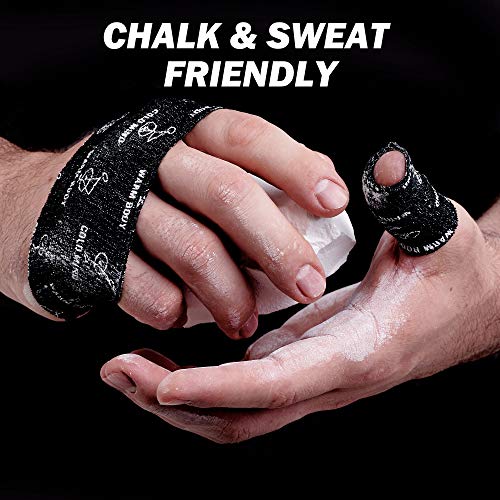 WARM BODY COLD MIND 2" Premium Lifting Thumb Tape for Weightlifting - Hook Grip for Powerlifting, Strength/Cross Training, Deadlift, Weight Lifting, Athletic Finger Wrap (Black 3 Rolls)